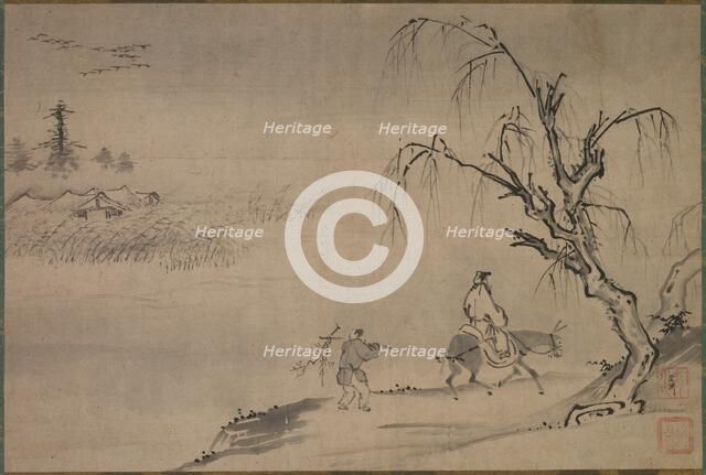 Chinese Literatus in an Autumn Landscape, late 1400s. Creator: Josui S?en (Japanese, active c. 1489-1500).