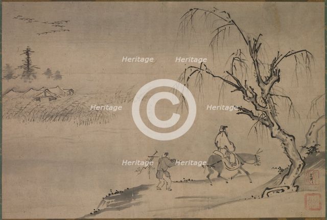 Chinese Literatus in an Autumn Landscape, late 1400s. Creator: Josui S?en (Japanese, active c. 1489-1500).