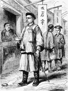 Chinese Man Selling the "Pekin Gazette". c1891. Creator: James Grant