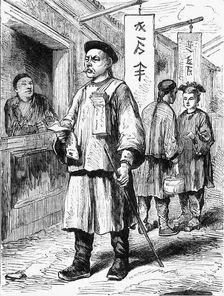 Chinese Man Selling the "Pekin Gazette". c1891. Creator: James Grant