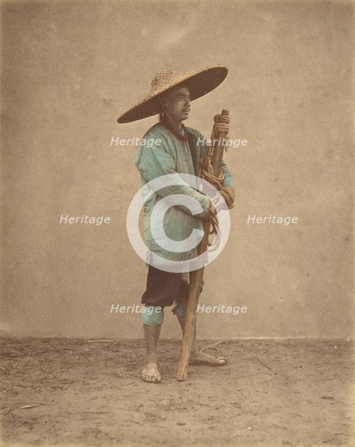 [Chinese Man Wearing Hat], 1870s. Creator: Baron Raimund von Stillfried.