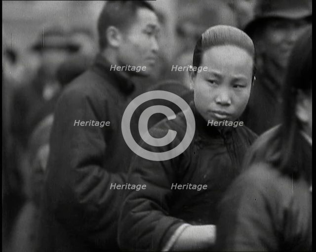 Chinese Men and Women Seeking Refugee from the Japanese Attack On Shangha..., 1937. Creator: British Pathe Ltd.
