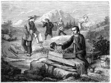 Chinese miners California, 19th century.Artist: Gustave Adolphe Chassevent-Bacques