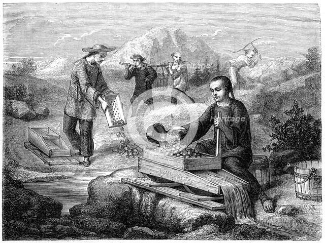 'Chinese miners', California, 19th century.Artist: Gustave Adolphe Chassevent-Bacques
