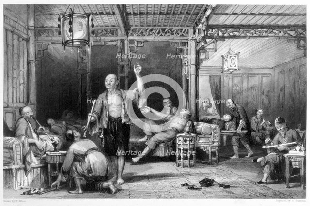 Chinese opium smokers, 1843. Creator: Thomas Allom.