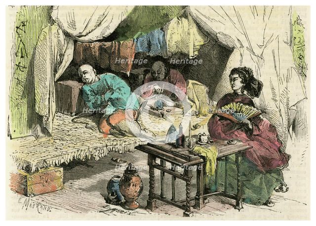 Chinese opium smokers, 19th century. Artist: Unknown