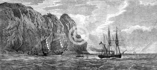 Chinese pirates attacked by the British gun-boat Opossum, near Hong-Kong, 1865. Creator: Unknown.