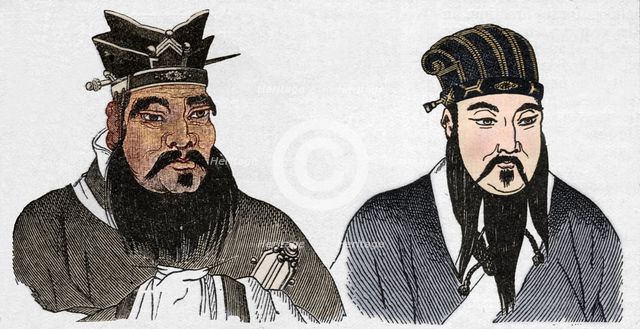 Chinese portraits of Confucius and his great follower Mencius, 1907. Artist: Unknown.