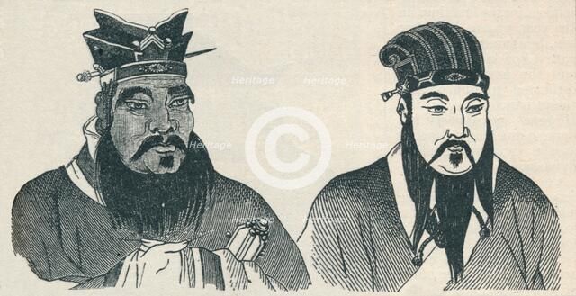 Chinese portraits of Confucius and his great follower Mencius, 1907. Artist: Unknown.