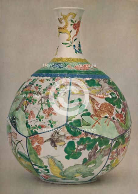'Chinese Porcelain Bottle in Enamel Famille Verte. Period of K'Ang His, 1662-1722, (1928). Artist: Unknown.
