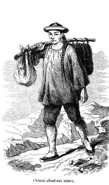Chinese prospector in the Californian gold fields, 1853