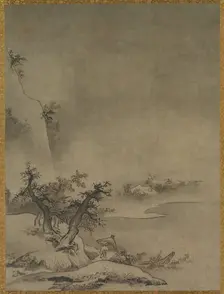 Chinese Servant Walking in the Rain, 1500s. Creator: Gaku? Z?ky? (Japanese, active about 1482-1514), attributed to