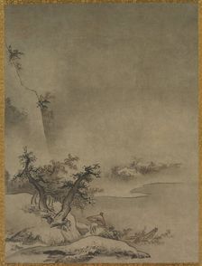 Chinese Servant Walking in the Rain, 1500s. Creator: Gaku? Z?ky? (Japanese, active about 1482-1514), attributed to