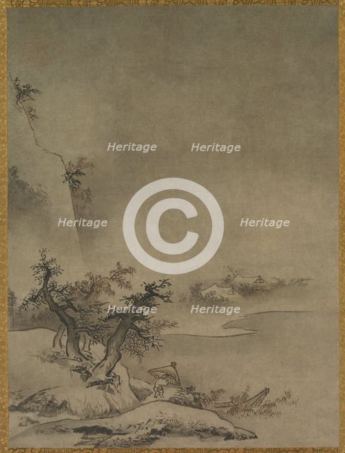 Chinese Servant Walking in the Rain, 1500s. Creator: Gaku? Z?ky? (Japanese, active about 1482-1514), attributed to.
