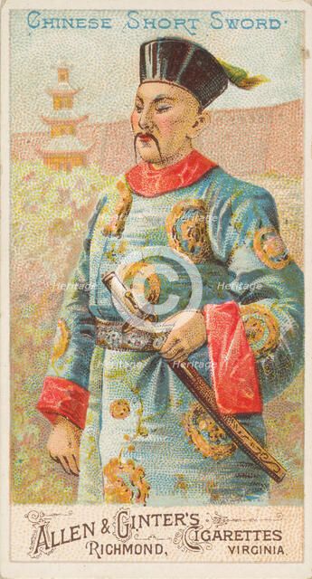 Chinese Short Sword, from the Arms of All Nations series (N3) for Allen & Ginter Cigarette..., 1887. Creator: Allen & Ginter.