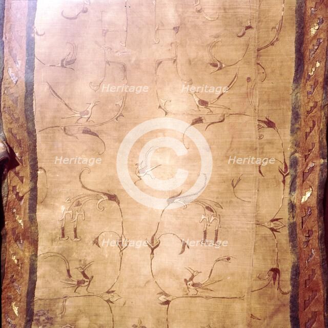 Chinese Silk Saddle-Cloth of Phoenixes and Flowers, Pazyryk, Altai, c5th century BC Artist: Unknown.