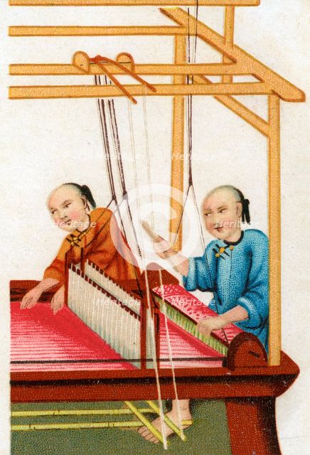 Chinese silk weaving, 20th century. Artist: Unknown