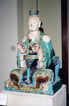 Chinese Stoneware, Seated Daoist Deity, Ming Dynasty, 16th century