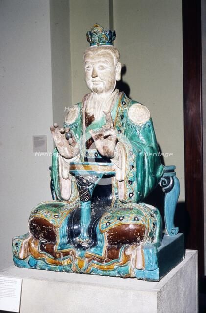 Chinese Stoneware, Seated Daoist Deity, Ming Dynasty, 16th century. Artist: Unknown.