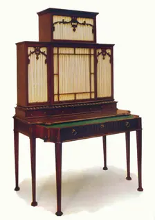 Chippendale Mahogany Secretaire Bookcase mid 18th century, (1930). Creator: Unknown