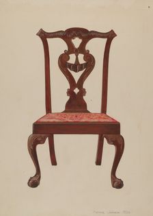 Chippendale Mahogany Side Chair, 1936. Creator: Arthur Johnson