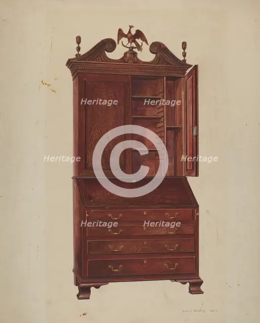 Chippendale Secretary, c. 1939. Creator: Amos C. Brinton.