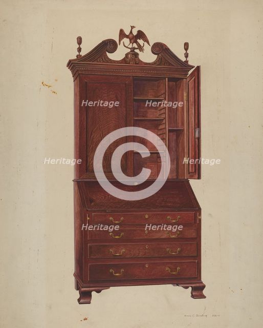 Chippendale Secretary, c. 1939. Creator: Amos C. Brinton.