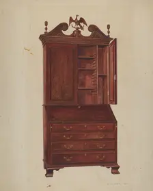 Chippendale Secretary, c. 1939. Creator: Amos C. Brinton