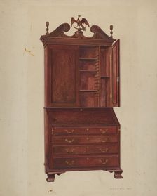 Chippendale Secretary, c. 1939. Creator: Amos C. Brinton