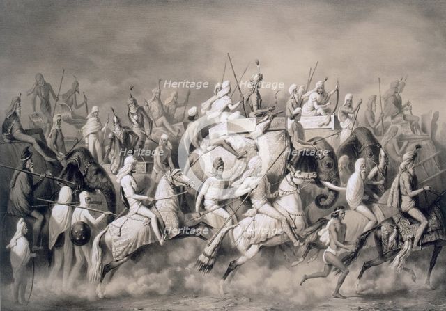 Chir Singh, Maharajah of the Sikhs and King of the Punjab with his retinue hunting near Lahore, 1859 Creator: A. Soltykoff (19th century).