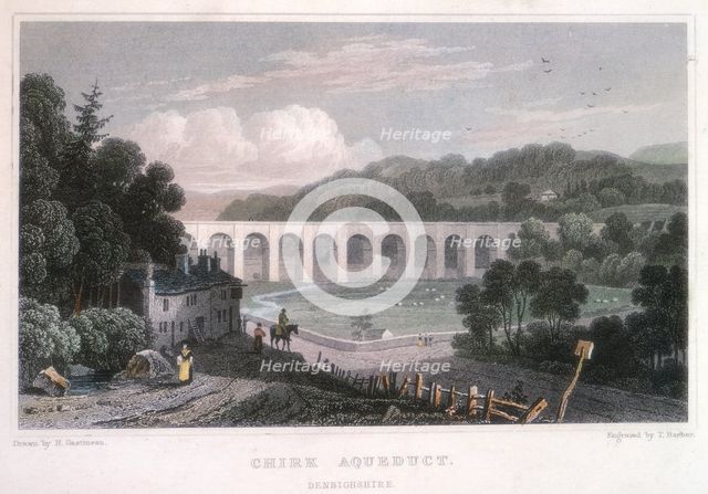 Chirk Aqueduct on the Ellesmere Canal, c1829. Creator: Thomas Barber.