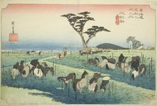 Chiryu: Early Summer Horse Market (Chiryu, shuka uma ichi), from the series "Fifty..., c. 1833/34. Creator: Ando Hiroshige