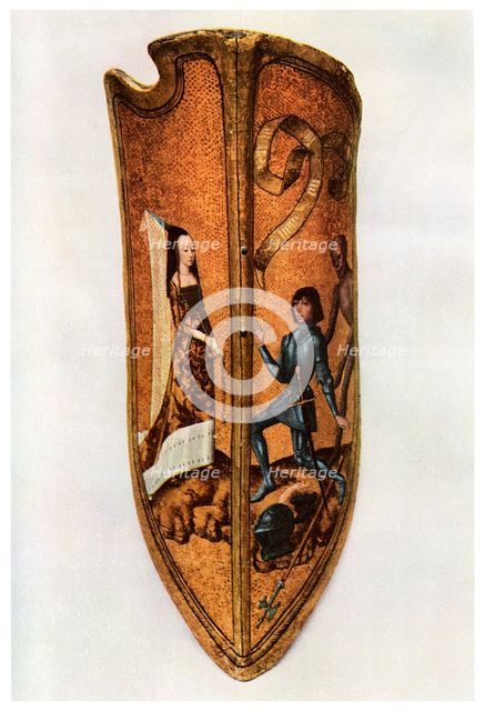 Chivalry and courtly love: Flemish parade shield, c1400 (1956). Artist: Unknown