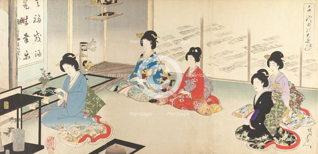 Chiyoda Inner Palace: No.20 Flower Arranging in Turn..., August 1895. Creator: Chikanobu Yoshu.