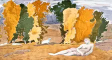 Chloe Abandoned design for a Ballet Russes production of Ravel's Daphnis and Chloe, 1910-1911. Artist: Leon Bakst