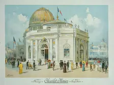 Chocolate-Menier Pavilion, World's Columbian Exposition, Chicago, Illinois, Perspective View, 1893. Creator: Peter Joseph Weber