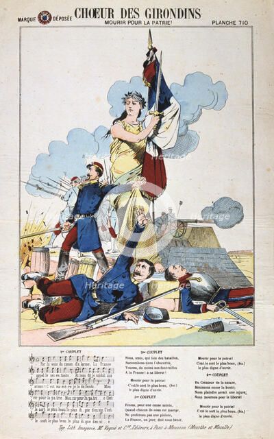 'Choeur des Girondins', song sheet, Franco-Prussian war, 1870-1871.  Artist: Anon