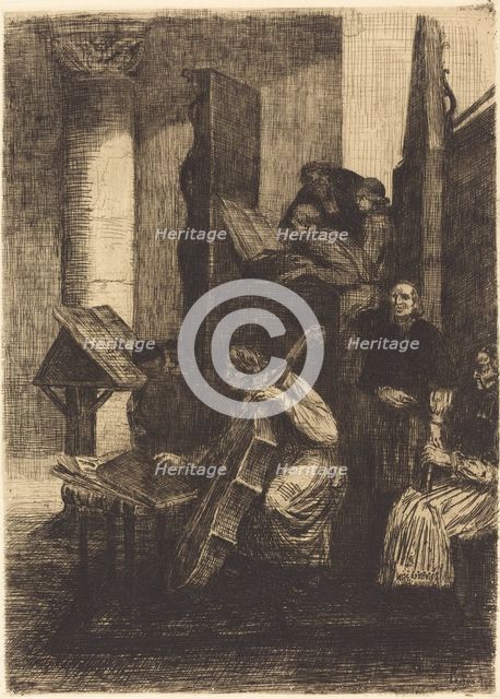 Choir in a Spanish Church (Le choeur d'une eglise espagnole), 1860. Creator: Alphonse Legros.