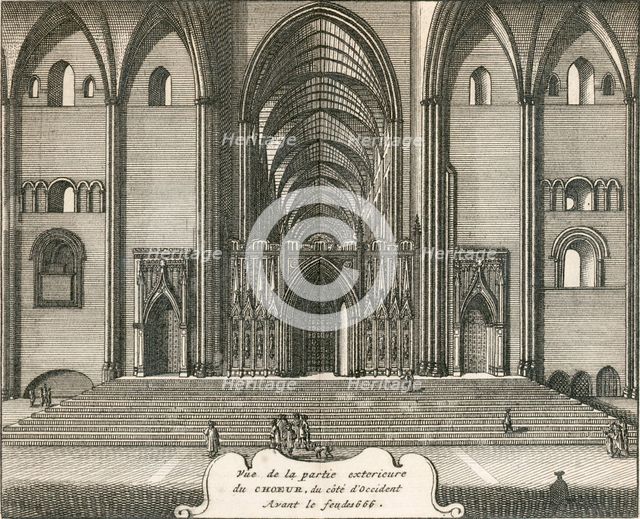 Choir of Old St Paul's Cathedral, City of London, 1707. Artist: Unknown.