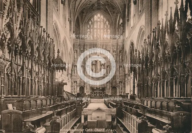 Choir of Winchester Cathedral, Hampshire, early 20th century(?). Artist: Unknown.