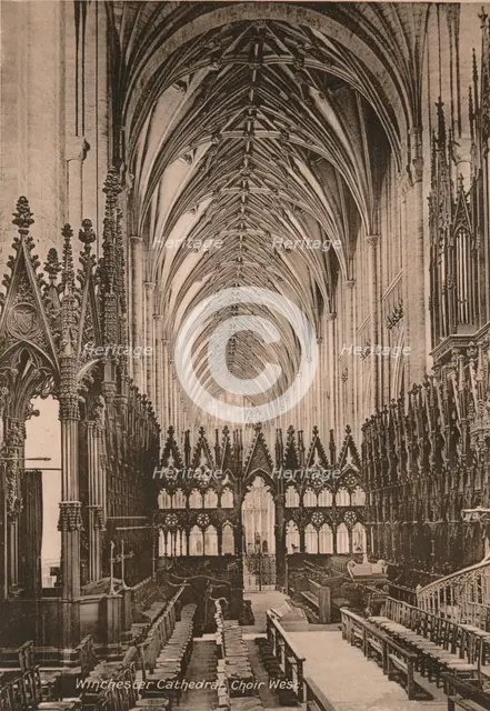 Choir of Winchester Cathedral, Hampshire, early 20th century(?). Artist: Unknown.