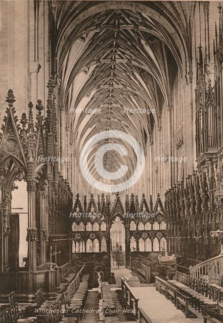 Choir of Winchester Cathedral, Hampshire, early 20th century(?). Artist: Unknown.