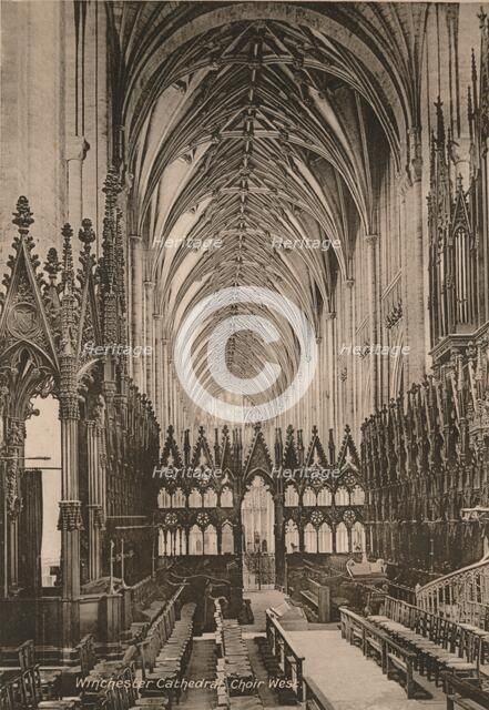 Choir of Winchester Cathedral, Hampshire, early 20th century(?). Artist: Unknown.