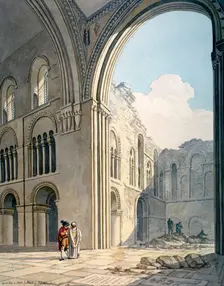 Choir of the Church of St Bartholomew-the-Great during repairs, Smithfield, City of London, 1815. Artist: Frederick Nash