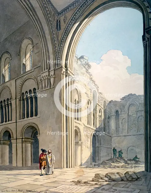 Choir of the Church of St Bartholomew-the-Great during repairs, Smithfield, City of London, 1815. Artist: Frederick Nash