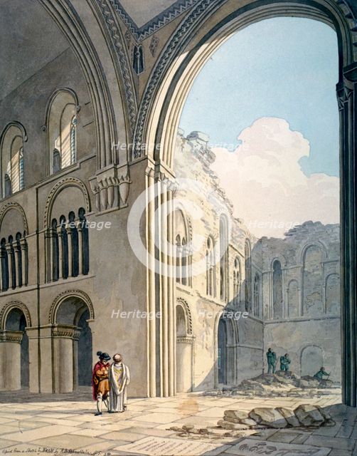 Choir of the Church of St Bartholomew-the-Great during repairs, Smithfield, City of London, 1815. Artist: Frederick Nash