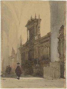Choir screen of the Nieuwe Kerk, Delft, c.1850-1891. Creator: Johannes Bosboom