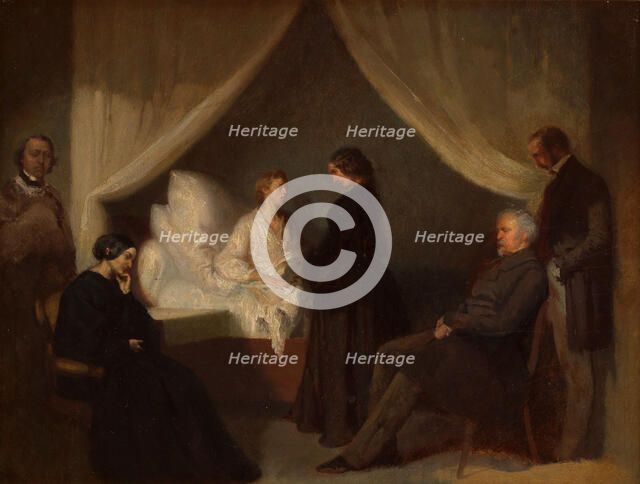 Chopin on His Deathbed. Creator: Kwiatkowski, Teofil (1809-1891).