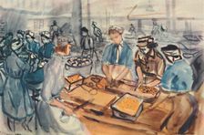 "Chopping and Peeling." An A.T.S. cooking centre 1944. Creator: Anthony Gross