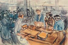 "Chopping and Peeling." An A.T.S. cooking centre 1944. Creator: Anthony Gross